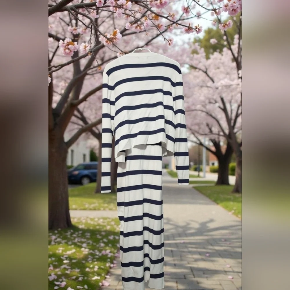 Fashion Nova Christiana Striped Sweater Midi Dress Set-Navy/combo Size 1X (NWOT)